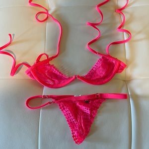 DISCONTINUED! Wicked Weasel 461 Spirit Lace Bottom Pink Underwire Top Size small